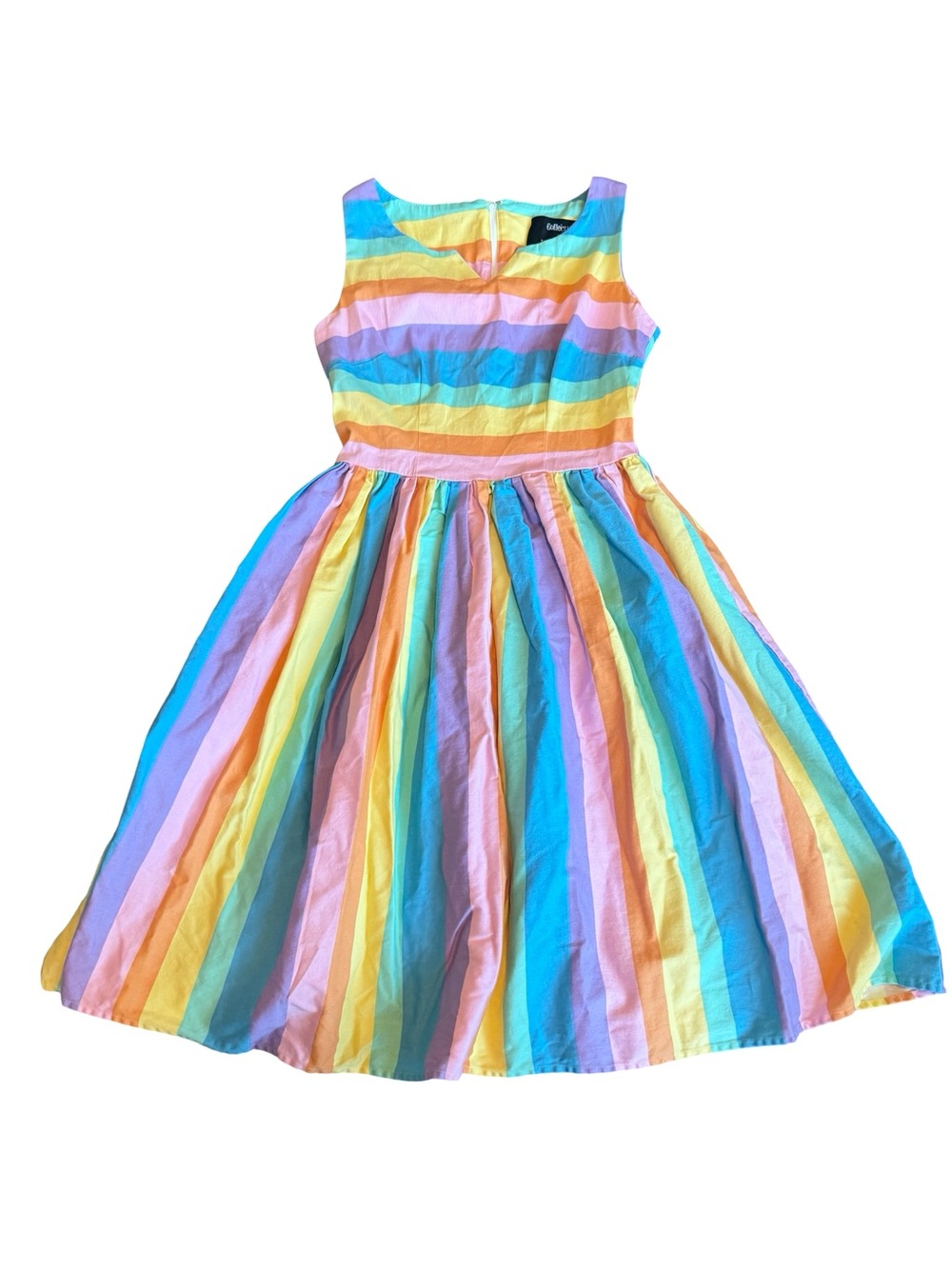 Collectif x ModCloth Candice Dress Pastel Rainbow Colorful A-Line Size Small